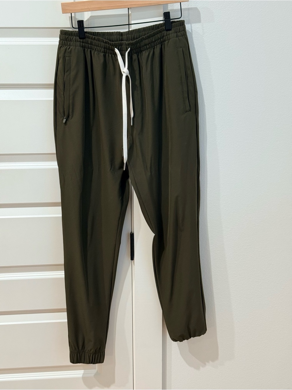 Cove Olive Green Drawstring Joggers with White Cord